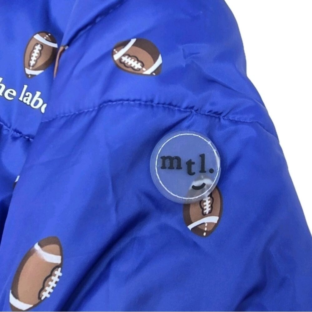 Miles The Label Boys Hooded Puffer Jacket Football Print Blue Size 3T - Picture 8 of 14